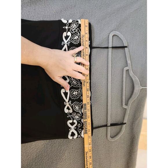 Vtg Cache 90s Y2K Silk Floral Beaded Midi Matching Scarf Black Slip Dress Sz 12 - Picture 4 of 11